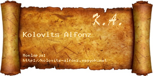 Kolovits Alfonz névjegykártya